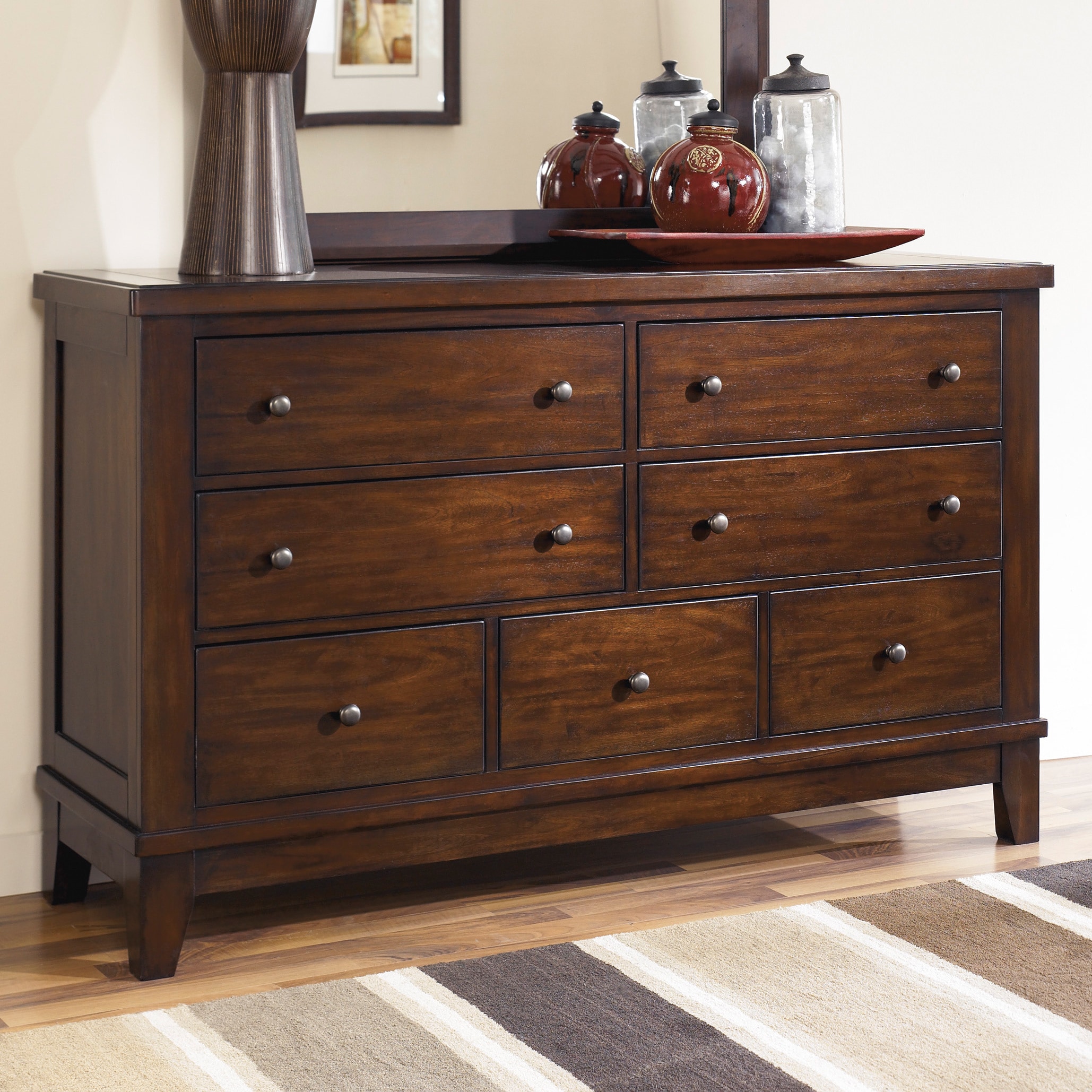 Signature Design By Ashley Signature Design By Ashley Holloway Dresser Mahogany Size 7 drawer