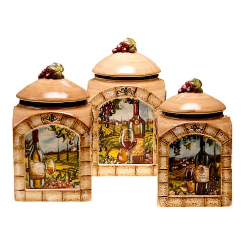 Certified International Tuscan View 3-piece Ceramic Canister Set