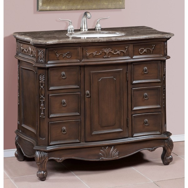 Madison Antique Brown Cherry Bathroom Vanity Chest  