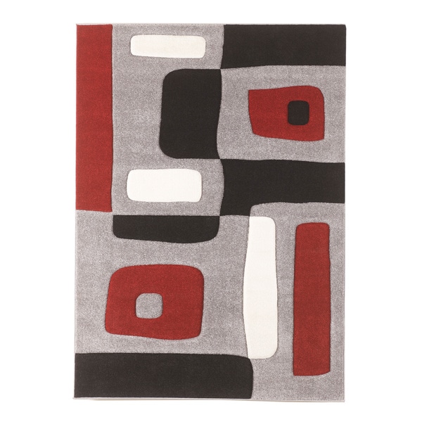 Hollywood Design 284 Abstract Wave Design Red Area Rug (5x7)