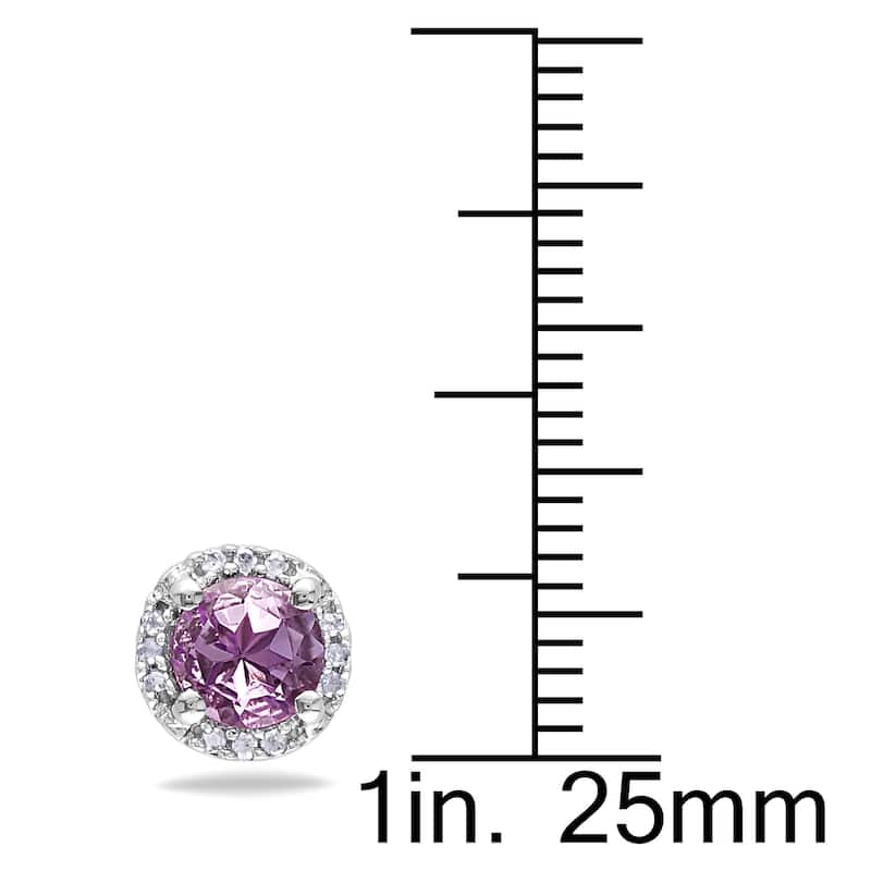 Miadora Silver Amethyst and Diamond Accent Stud Earrings