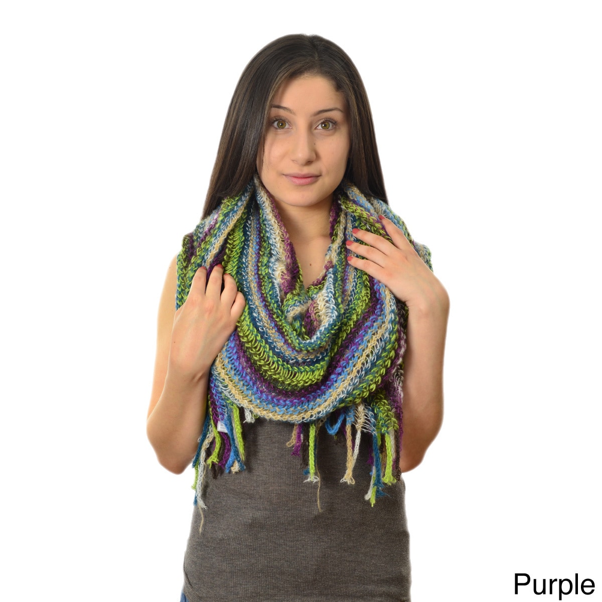 Womens Multicolored Knit Scarf