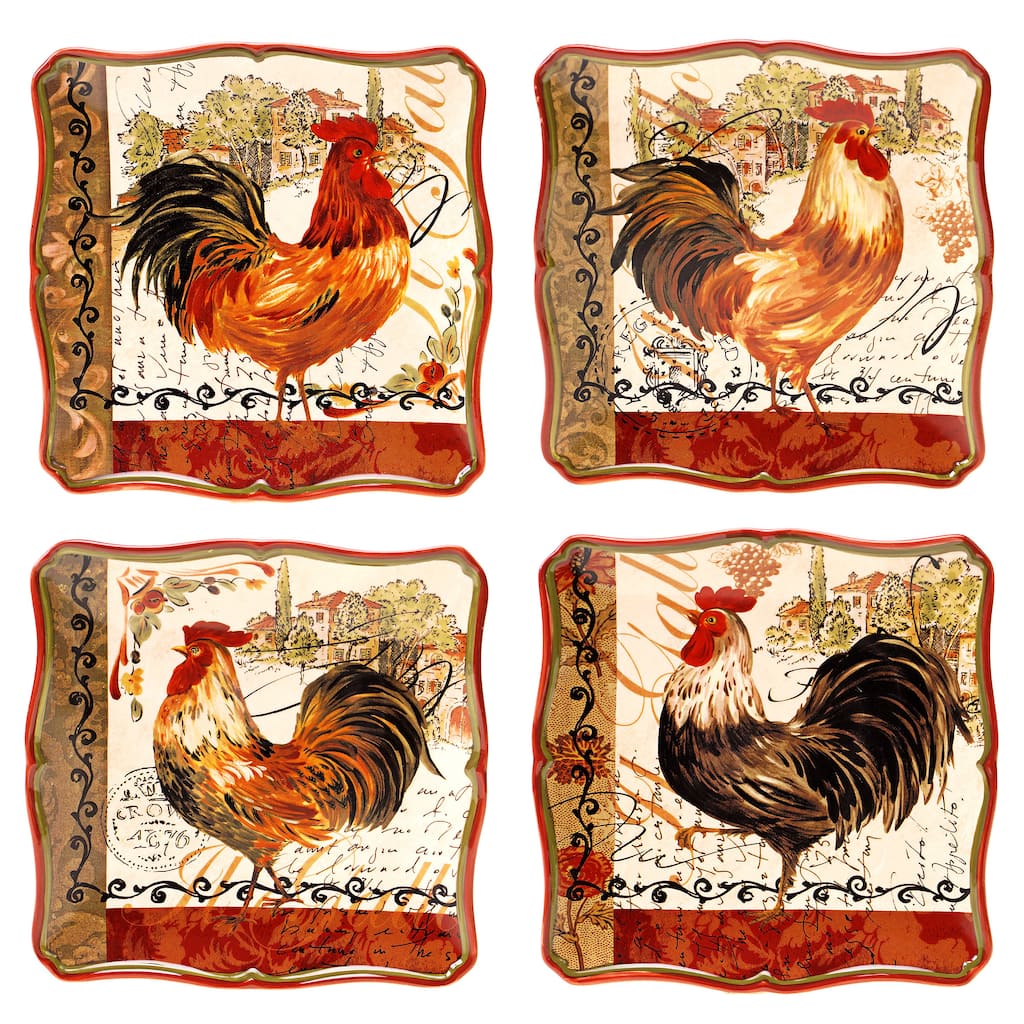 Certified International Tuscan Rooster Salad/ Dessert Plates (Set of 4)