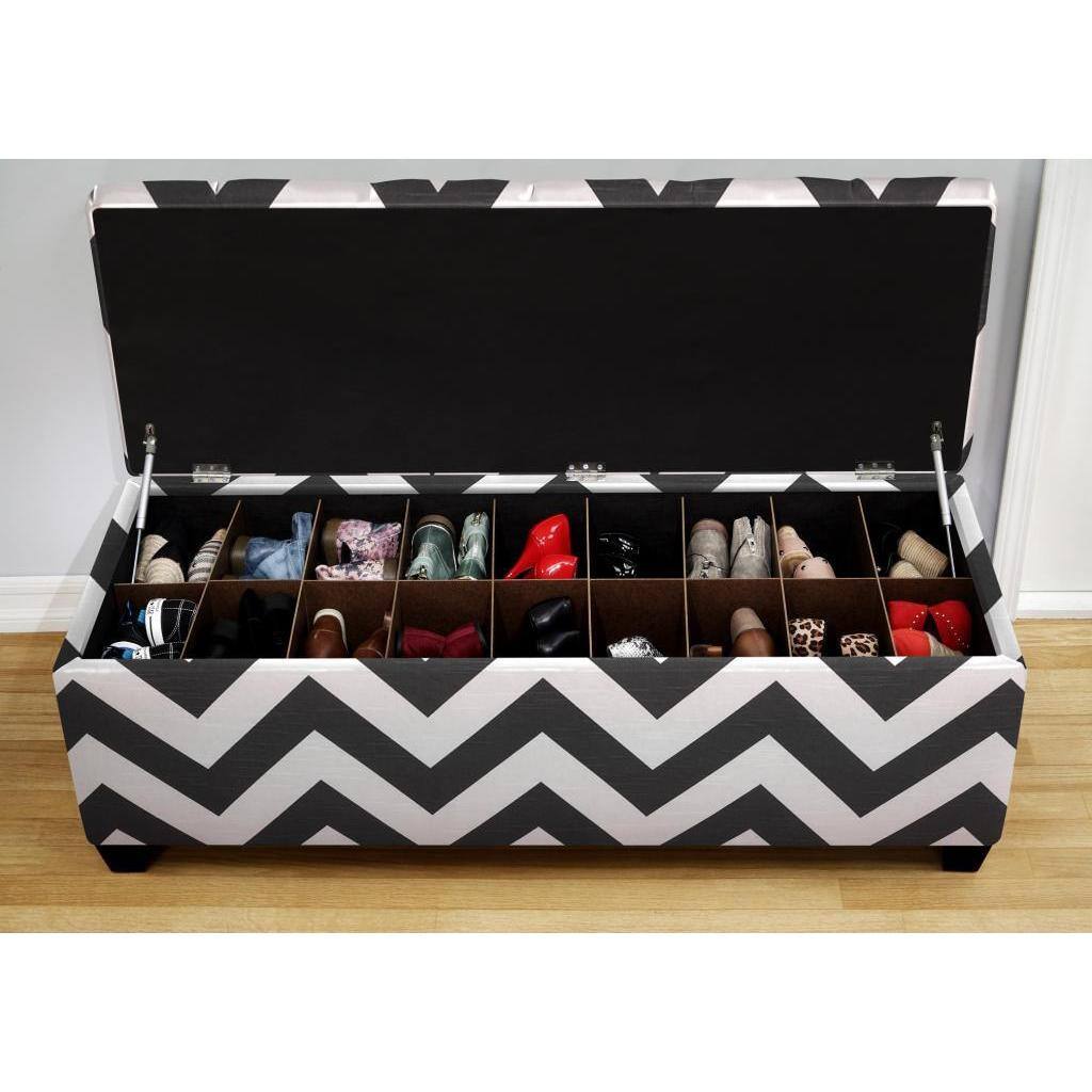 The Sole Zippy Charcoal Secret Shoe Storage Bench