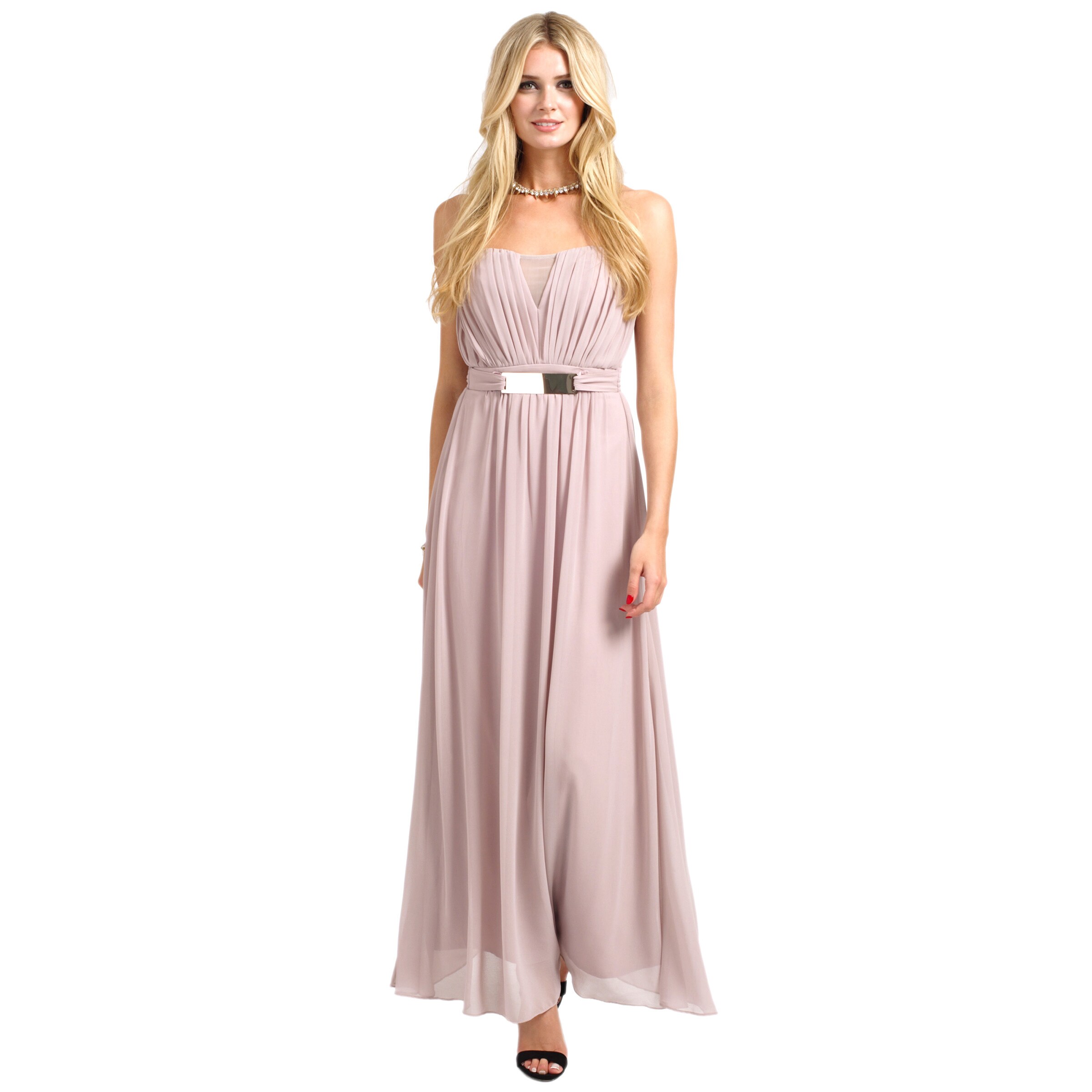 little mistress pleated maxi dress with lace hem detail