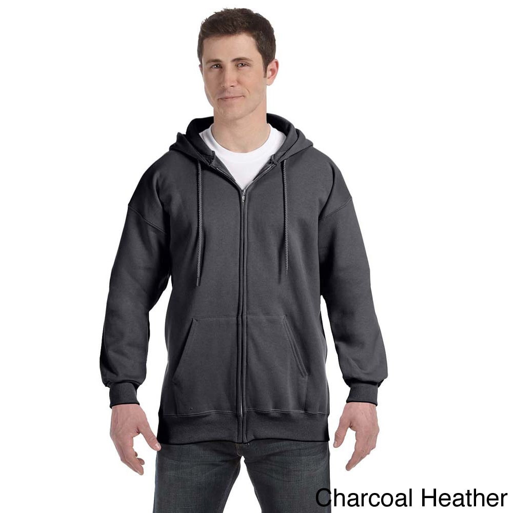 Hanes Hanes Mens Ultimate Cotton 90/10 Full zip Hooded Jacket Grey Size 3XL