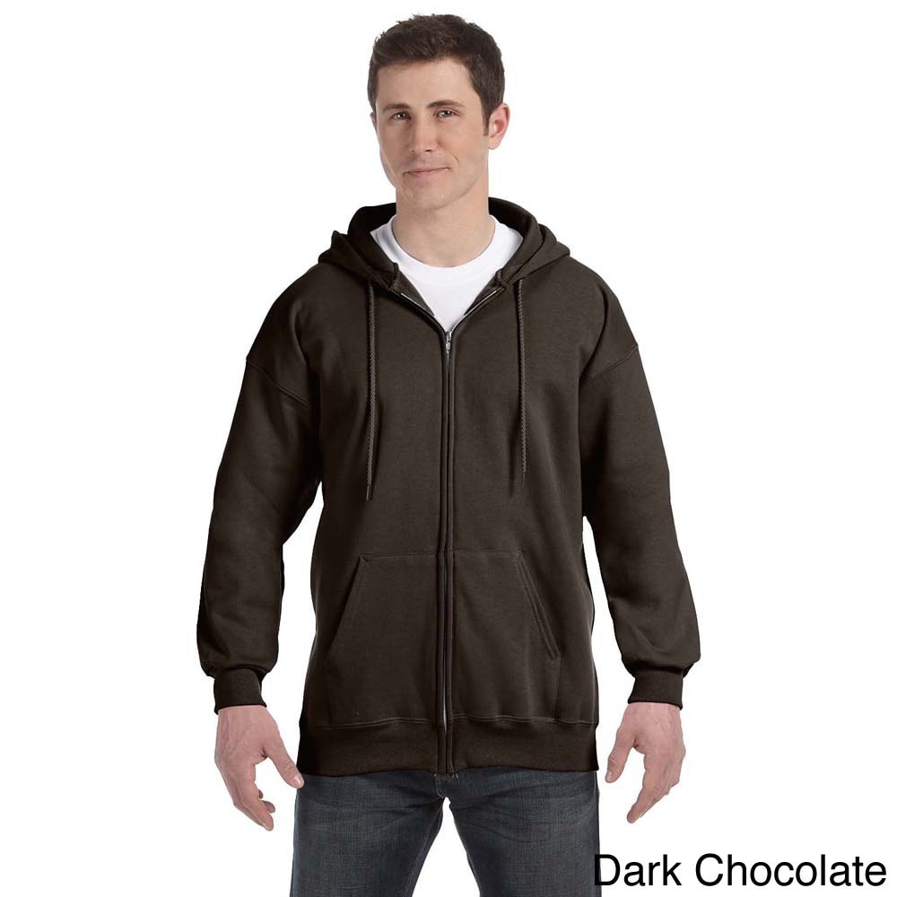 Hanes Hanes Mens Ultimate Cotton 90/10 Full zip Hooded Jacket Brown Size 3XL