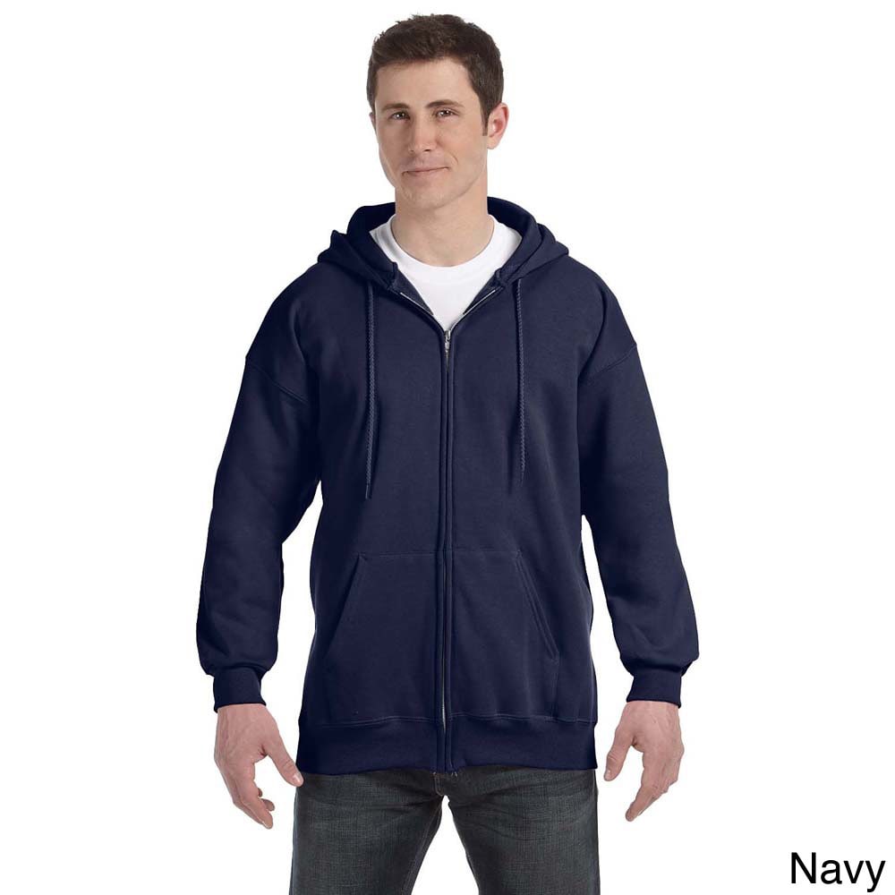 Hanes Hanes Mens Ultimate Cotton 90/10 Full zip Hooded Jacket Navy Size 3XL