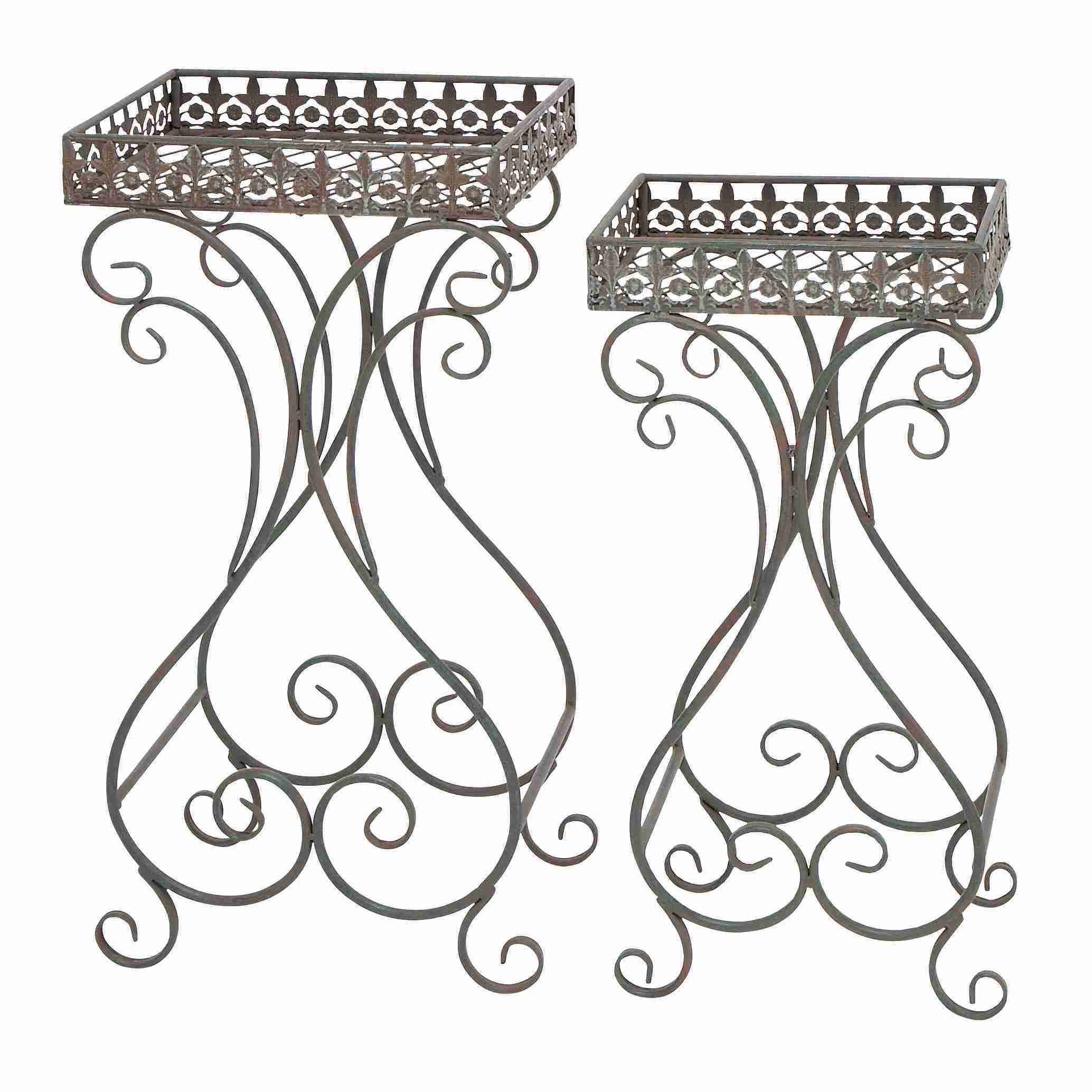 Plant Stand With Curvy Design And Space Efficient   Set Of 2