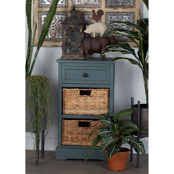 16 X 28 Wood Side Table With Wicker Basket Drawers By Studio 16 X 28 Wood Side Table With Wicker Basket Drawers By Studio 350