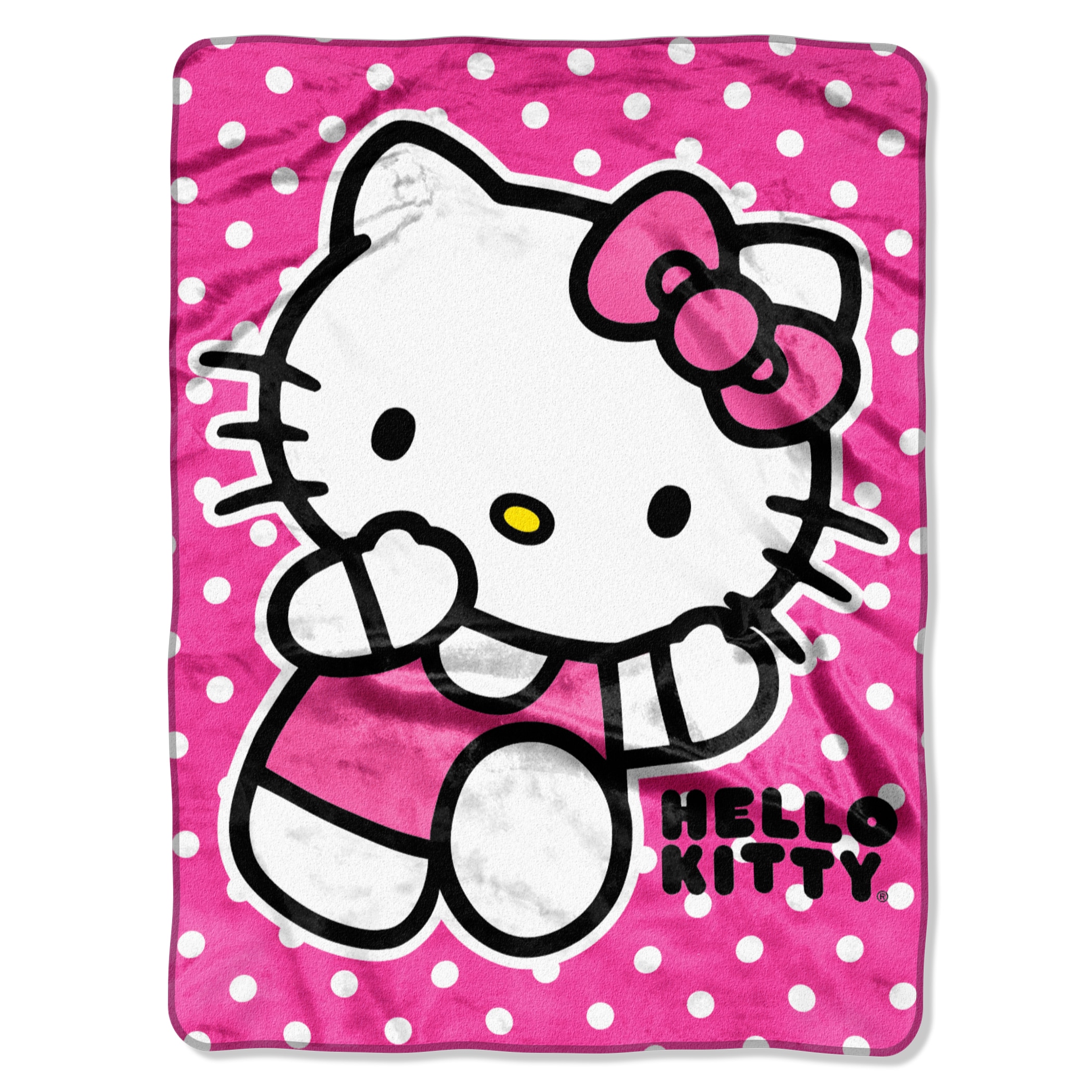 Northwest Company Hello Kitty Run Kitty Royal Plush Raschel Throw Blanket Pink Size Twin