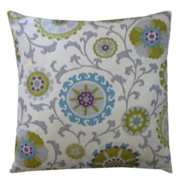 Handmade Rose Green Floral Pillow - 20" x 20"
