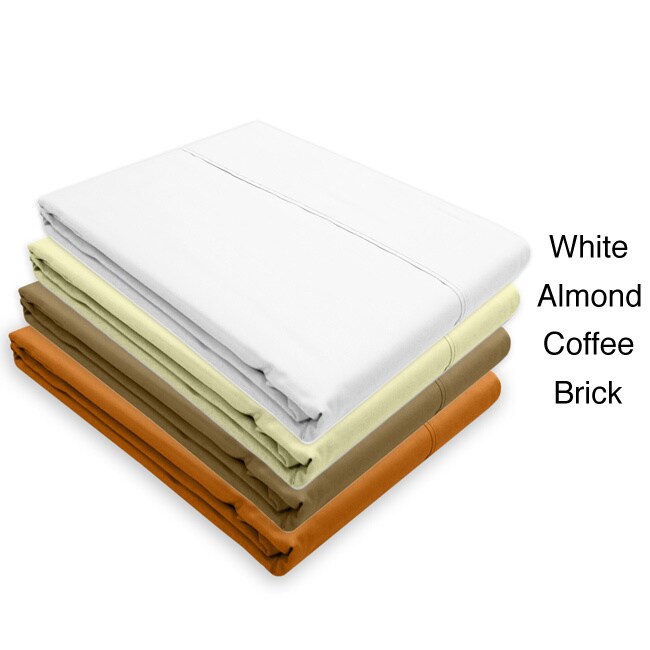 Alok International Eygptian Percale Cotton 350 Thread Count Flat Sheet Set Orange Size Full