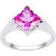 preview thumbnail 1 of 12, Oravo Sterling Silver Princess-cut Gemstone Solitaire Rhodium Finished Ring