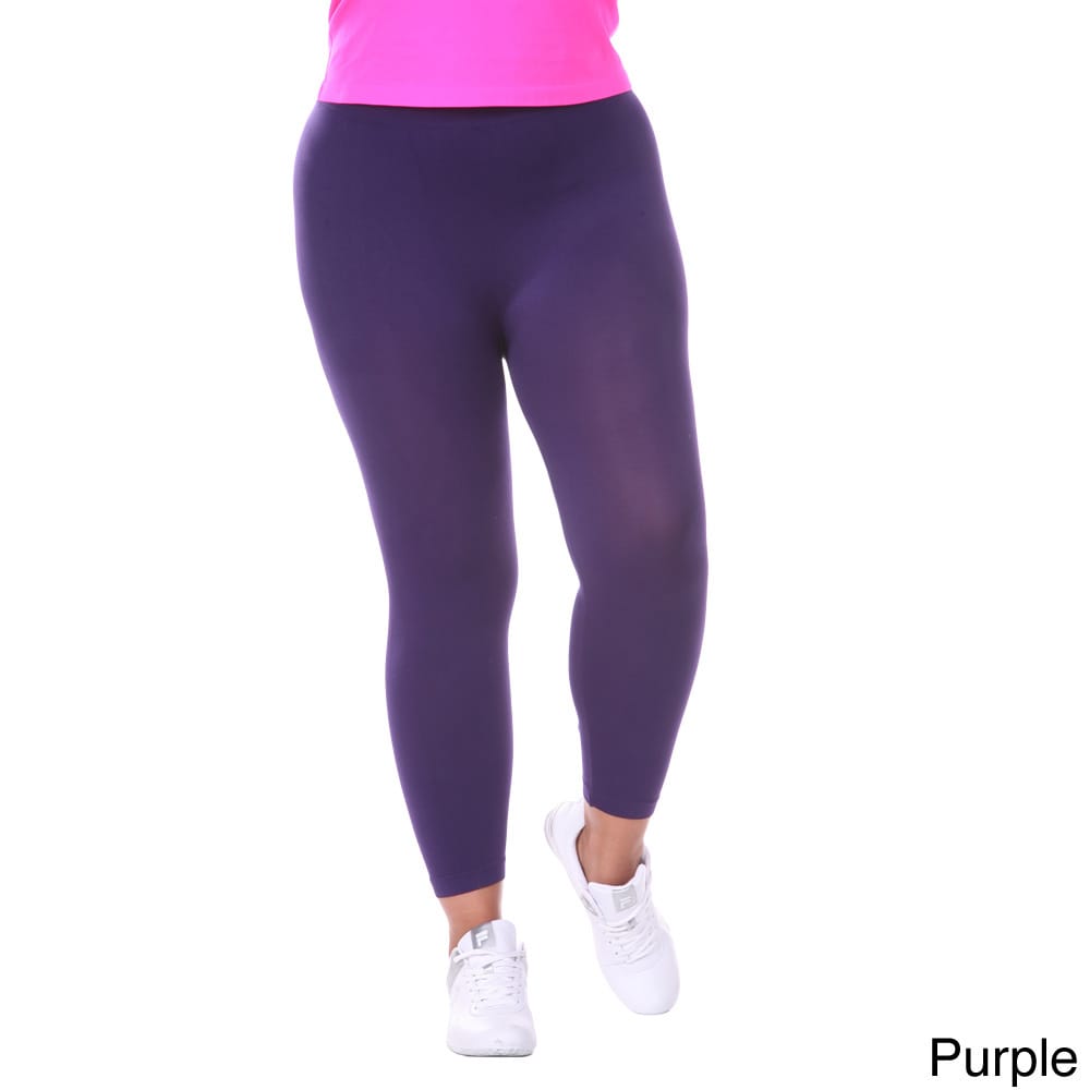 White Mark Universal Inc., White Mark Womens Plus Size Solid Daily Leggings Purple Size One Size Fits Most