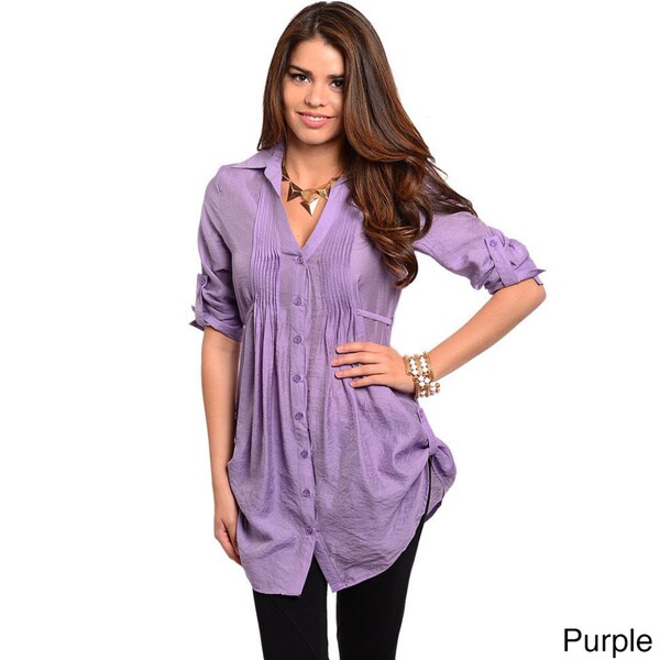 womens short sleeve button down blouse