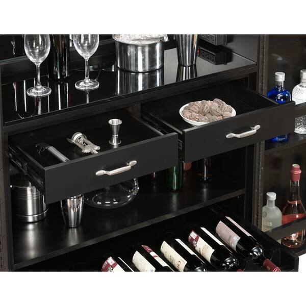Ashley Heights Black Stain Home Bar Wine Cabinet On Black Stain Home Bar Wine Cabinet