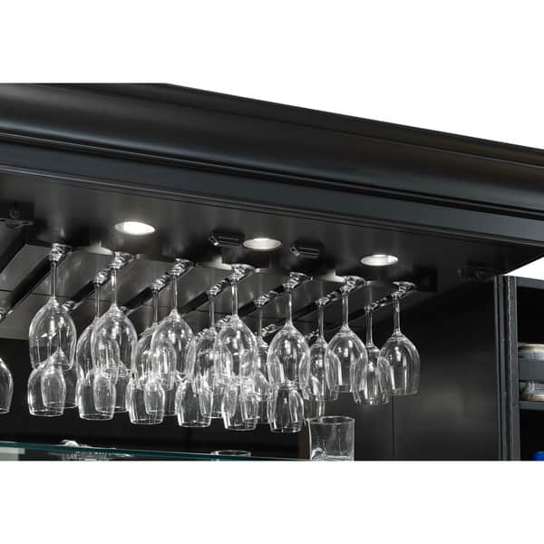 Ashley Heights Black Stain Home Bar Wine Cabinet On Black Stain Home Bar Wine Cabinet