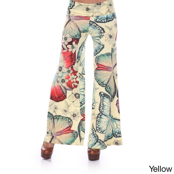 White Mark Women's Butterfly Print Palazzo Pants - 16325215 - Overstock ...