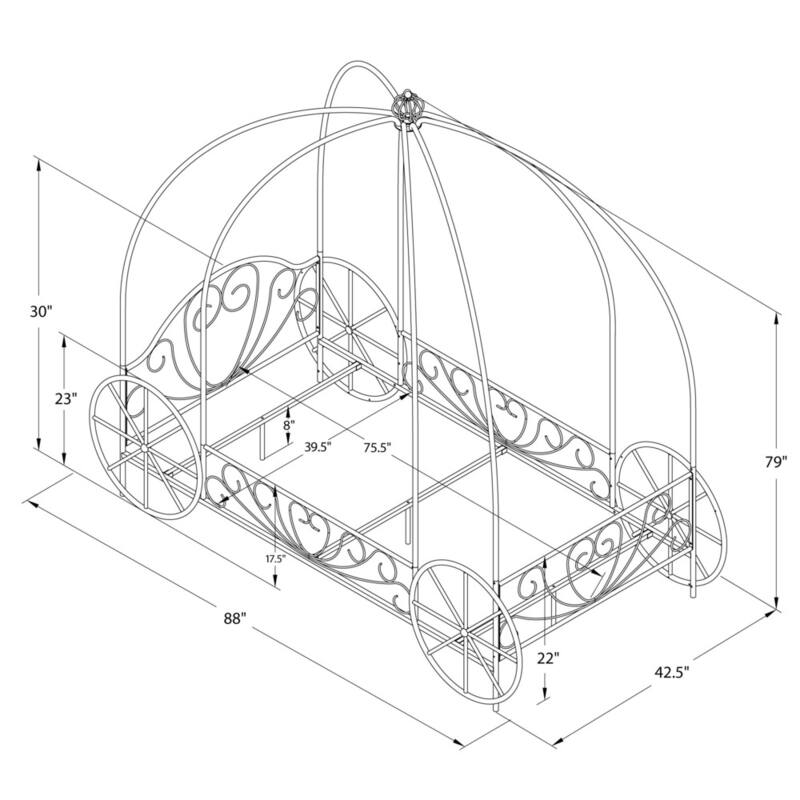 DHP Princess Carriage Twin Metal Bed