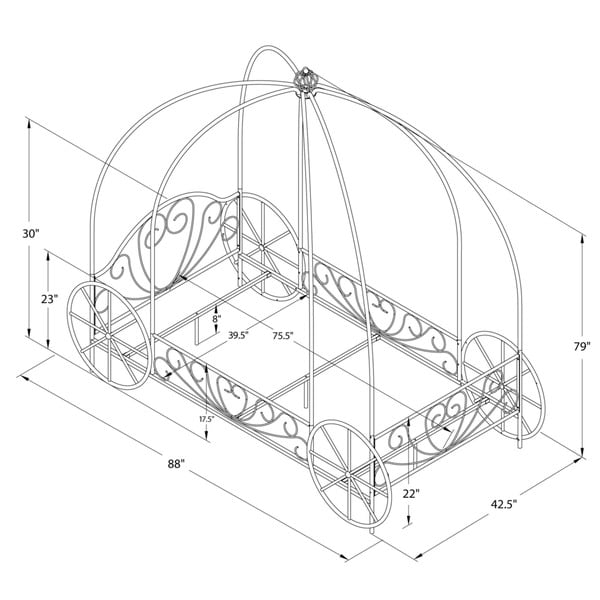 Disney princess shop metal carriage bed