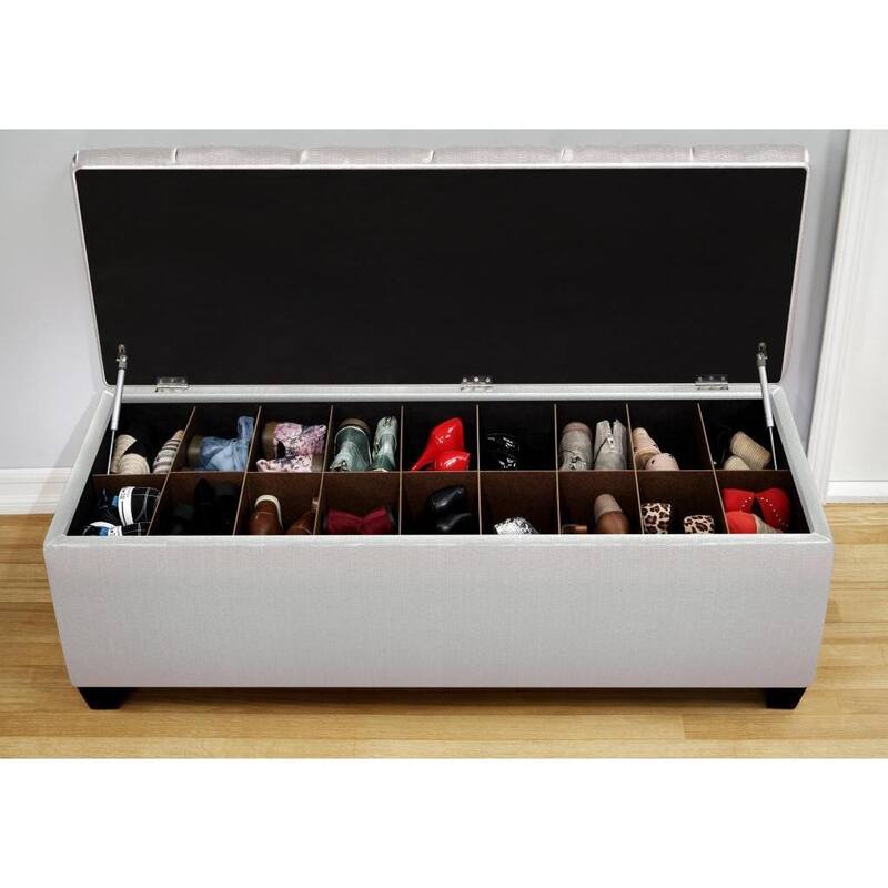 Sole Secret Loft Magnolia Fabric Shoe Storage Bench with Espresso Legs