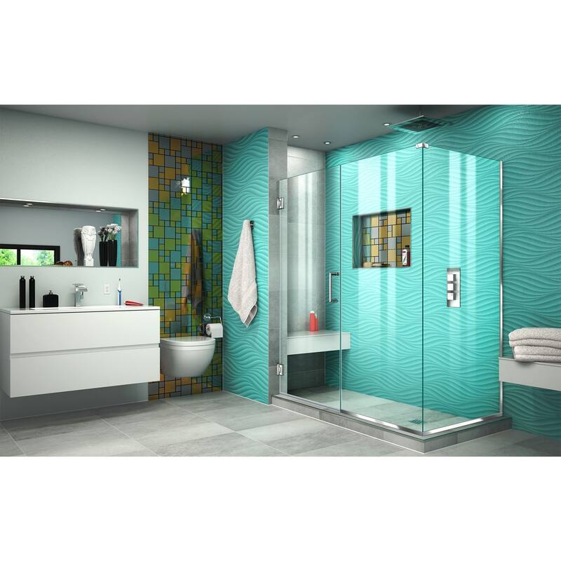 DreamLine Unidoor Plus 53 in. W x 30 3/8 in. D x 72 in. H Frameless Hinged Shower Enclosure - 30.38" x 53" - 30.38" x 53" - Chrome Finish