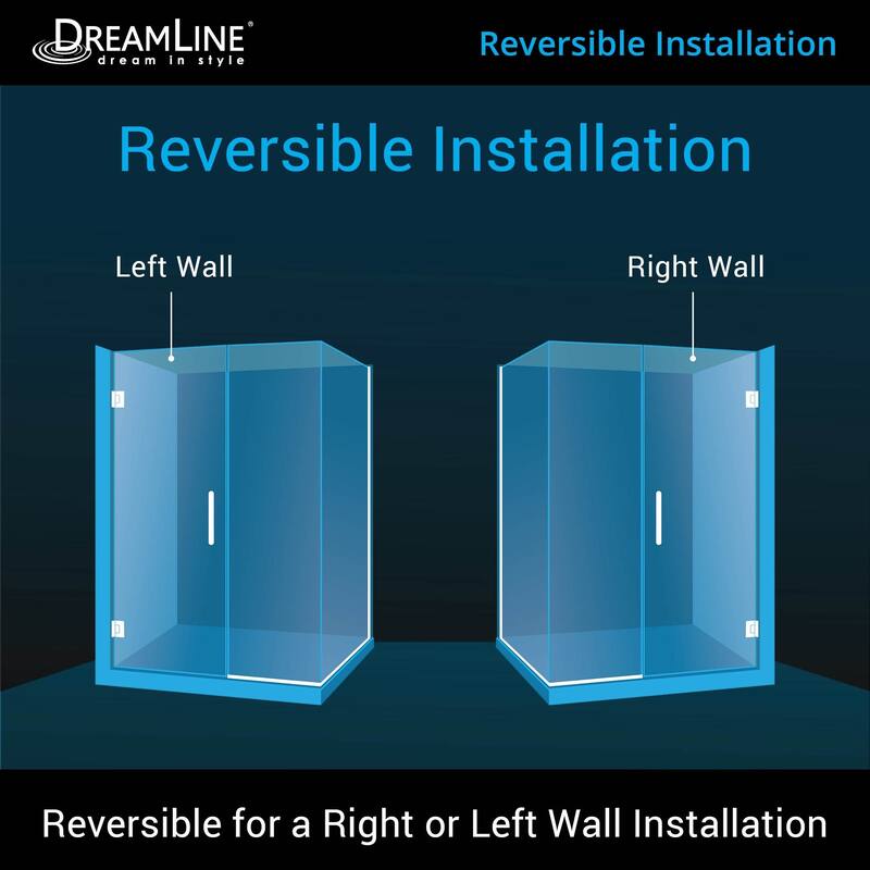 DreamLine Unidoor Plus 54 in. W x 30 3/8 in. D x 72 in. H Frameless Hinged Shower Enclosure - 30.38" x 54"