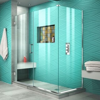 DreamLine Unidoor Plus 54 1/2 in. W x 30 3/8 in. D x 72 in. H Frameless Hinged Shower Enclosure - 30.38" x 54.5"