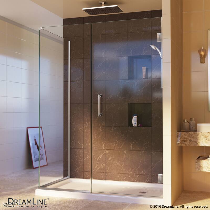 DreamLine Unidoor Plus 55 1/2 in. W x 30 3/8 in. D x 72 in. H Frameless Hinged Shower Enclosure - 30.38" x 55.5"