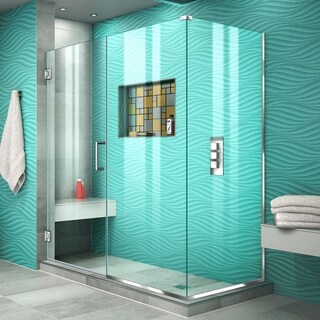 DreamLine Unidoor Plus 56 1/2 in. W x 30 3/8 in. D x 72 in. H Frameless Hinged Shower Enclosure - 30.38" x 56.5"