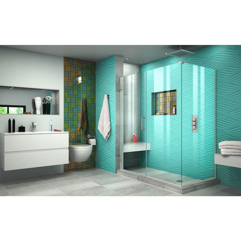 DreamLine Unidoor Plus 57 in. W x 30 3/8 in. D x 72 in. H Frameless Hinged Shower Enclosure - 30.38" x 57"