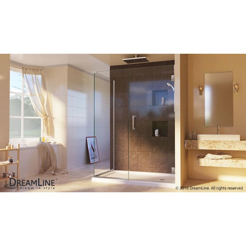 DreamLine Unidoor Plus 57 1/2 in. W x 30 3/8 in. D x 72 in. H Frameless Hinged Shower Enclosure - 30.38" x 57.5"