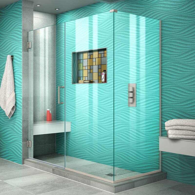 DreamLine Unidoor Plus 58 in. W x 30 3/8 in. D x 72 in. H Frameless Hinged Shower Enclosure - 30.38" x 58"
