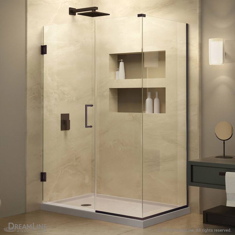 DreamLine Unidoor Plus 58 1/2 in. W x 30 3/8 in. D x 72 in. H Frameless Hinged Shower Enclosure - 30.38" x 58.5"