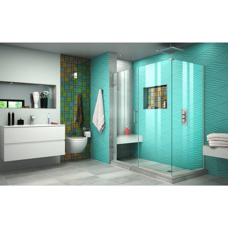DreamLine Unidoor Plus 58 1/2 in. W x 30 3/8 in. D x 72 in. H Frameless Hinged Shower Enclosure - 30.38" x 58.5"
