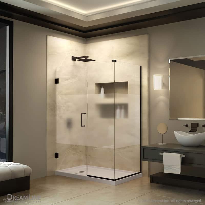 DreamLine Unidoor Plus 59 in. W x 30 3/8 in. D x 72 in. H Frameless Hinged Shower Enclosure - 30.38" x 59"