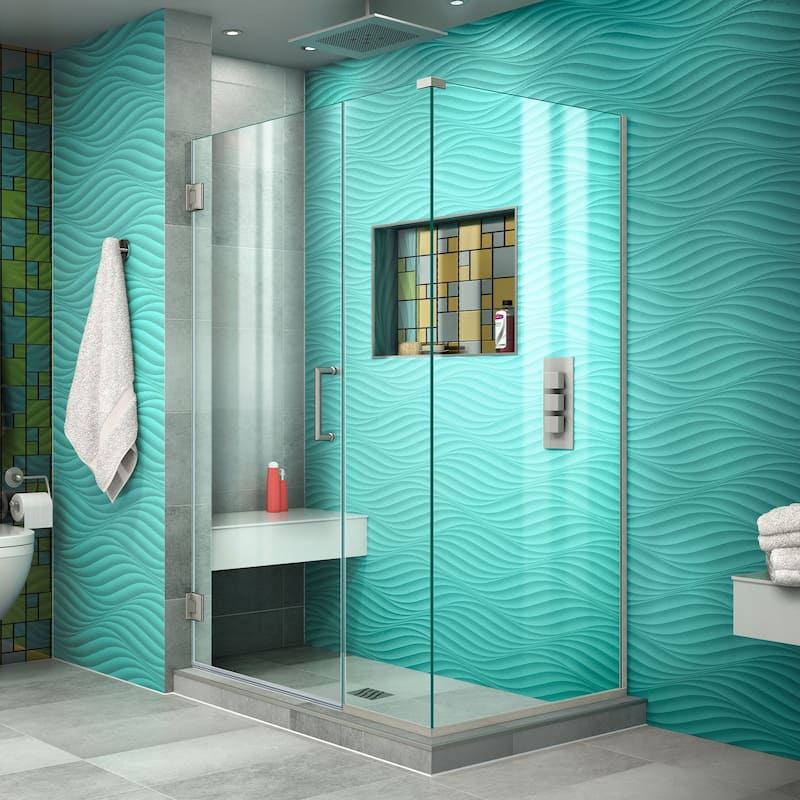 DreamLine Unidoor Plus 42 1/2 in. W x 30 3/8 in. D x 72 in. H Frameless Hinged Shower Enclosure - 30.38" x 42.5"