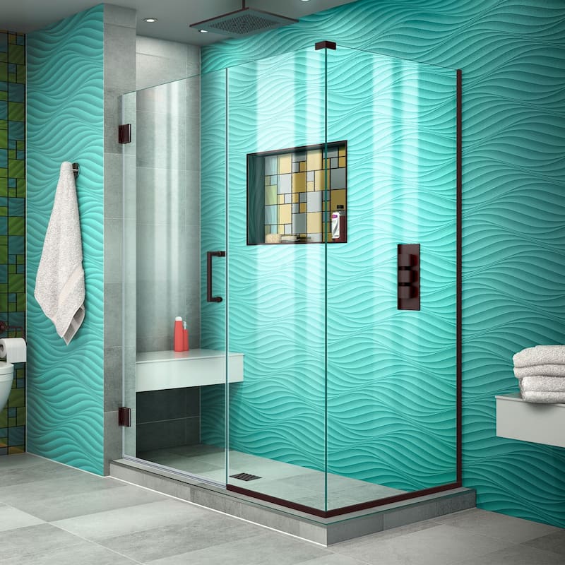 DreamLine Unidoor Plus 45 1/2 in. W x 30 3/8 in. D x 72 in. H Frameless Hinged Shower Enclosure - 30.38" x 45.5"