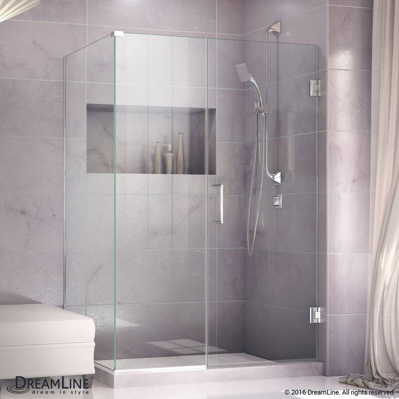 DreamLine Unidoor Plus 45 1/2 in. W x 30 3/8 in. D x 72 in. H Frameless Hinged Shower Enclosure - 30.38" x 45.5"