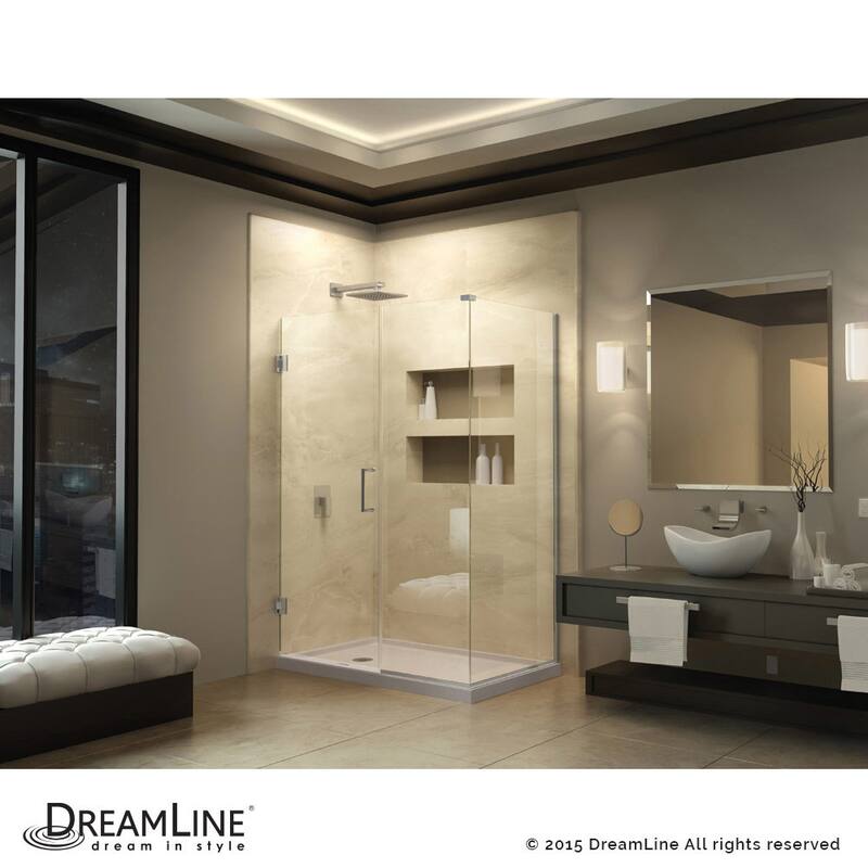DreamLine Unidoor Plus 45 1/2 in. W x 30 3/8 in. D x 72 in. H Frameless Hinged Shower Enclosure - 30.38" x 45.5"