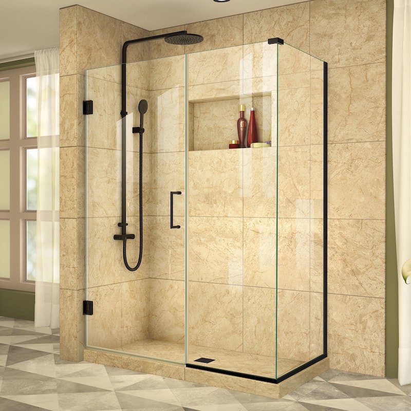 DreamLine Unidoor Plus 46 1/2 in. W x 30 3/8 in. D x 72 in. H Frameless Hinged Shower Enclosure - 30.38" x 46.5"
