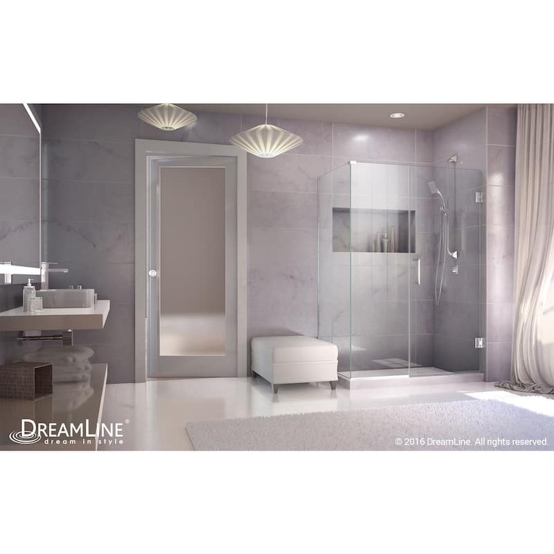 DreamLine Unidoor Plus 46 1/2 in. W x 30 3/8 in. D x 72 in. H Frameless Hinged Shower Enclosure - 30.38" x 46.5"