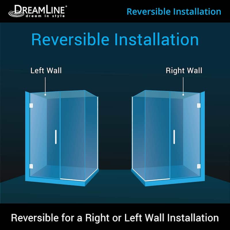 DreamLine Unidoor Plus 46 1/2 in. W x 30 3/8 in. D x 72 in. H Frameless Hinged Shower Enclosure - 30.38" x 46.5"