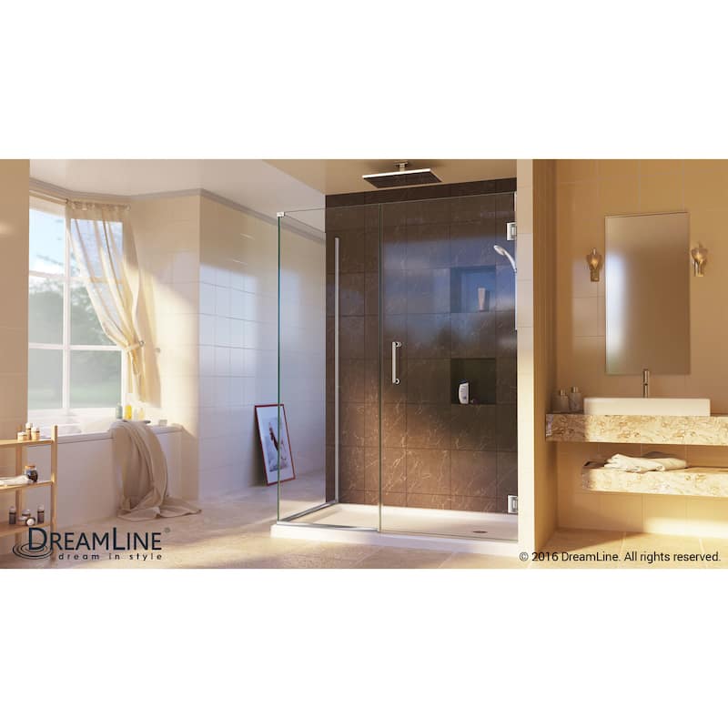 DreamLine Unidoor Plus 46 1/2 in. W x 30 3/8 in. D x 72 in. H Frameless Hinged Shower Enclosure - 30.38" x 46.5"