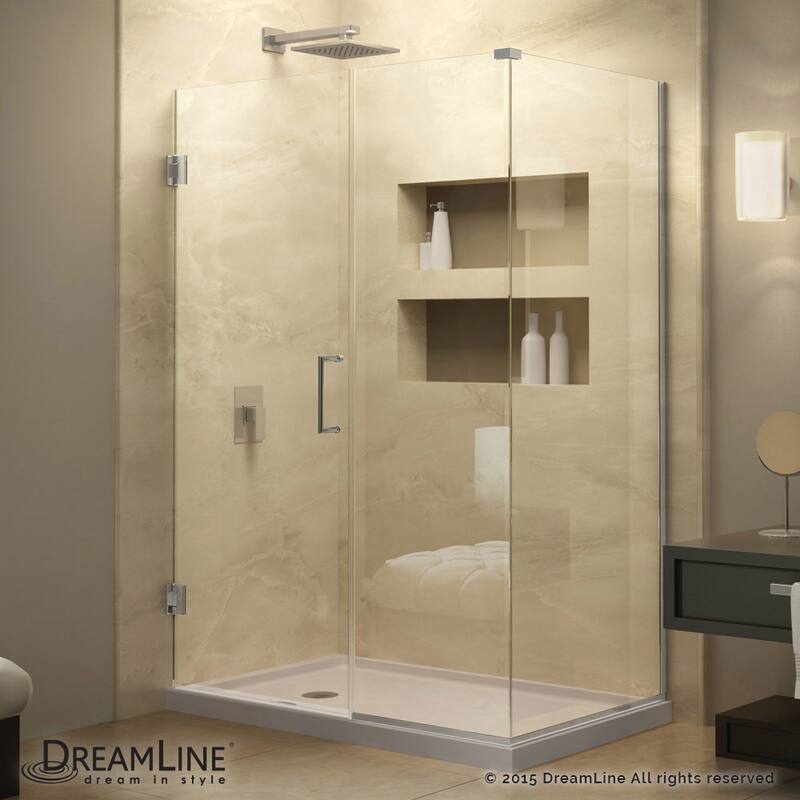DreamLine Unidoor Plus 47 in. W x 30 3/8 in. D x 72 in. H Frameless Hinged Shower Enclosure - 30.38" x 47"