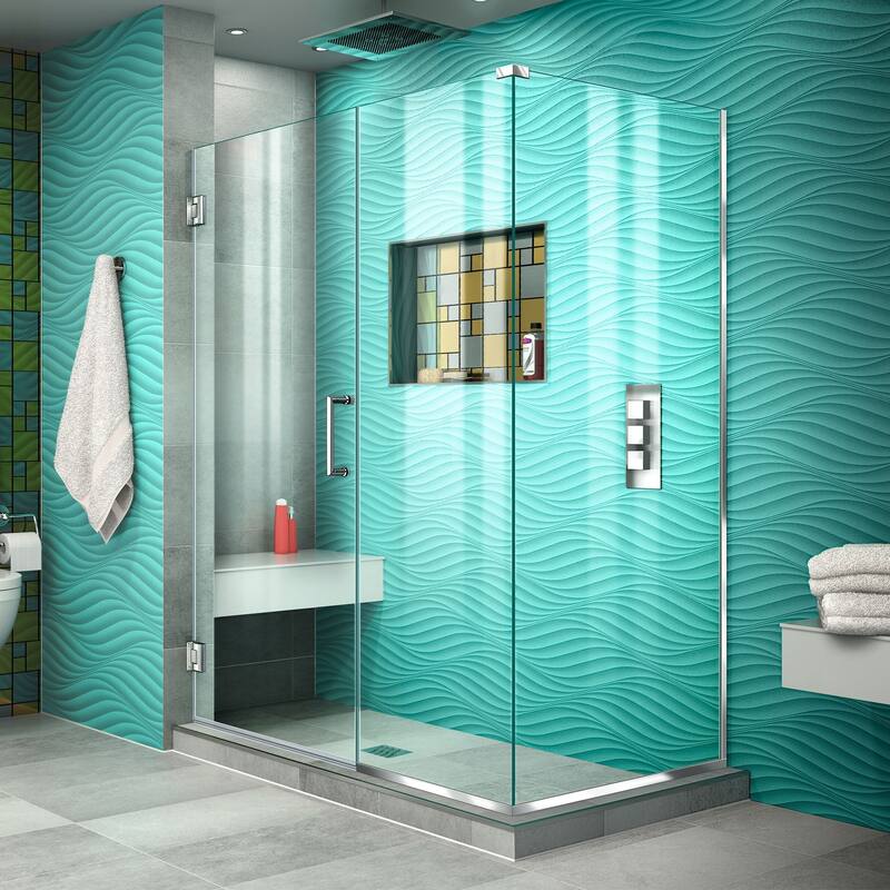 DreamLine Unidoor Plus 47 1/2 in. W x 30 3/8 in. D x 72 in. H Frameless Hinged Shower Enclosure - 30.38" x 47.5"