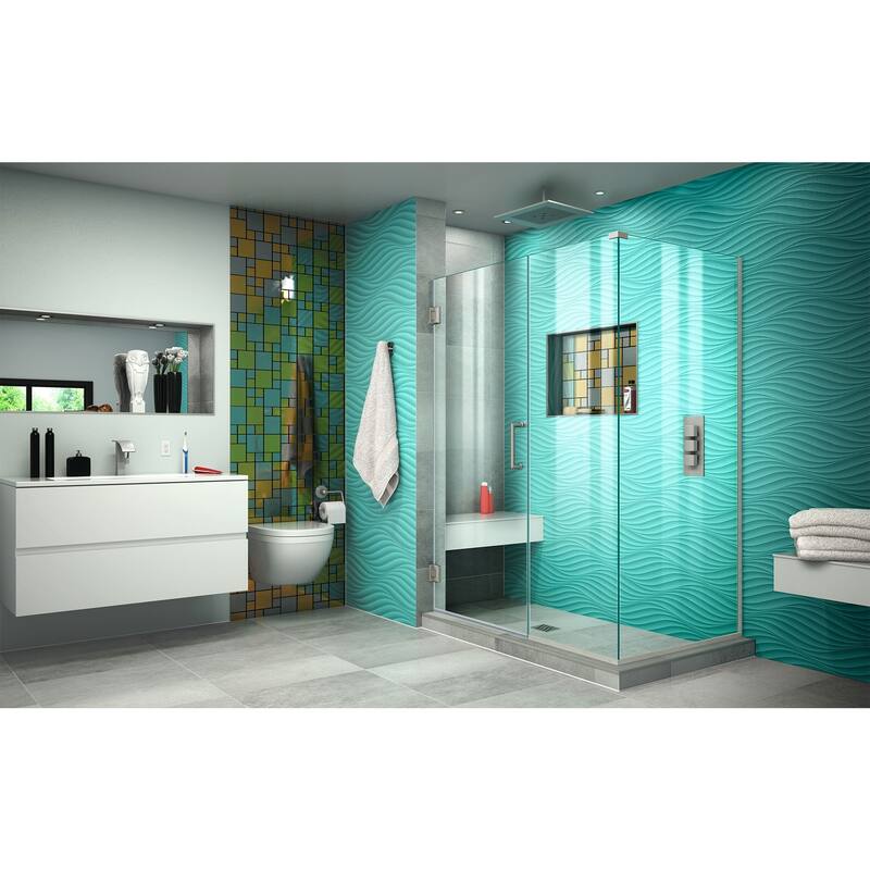 DreamLine Unidoor Plus 48 in. W x 30 3/8 in. D x 72 in. H Frameless Hinged Shower Enclosure - 30.38" x 48" - 30.38" x 48"