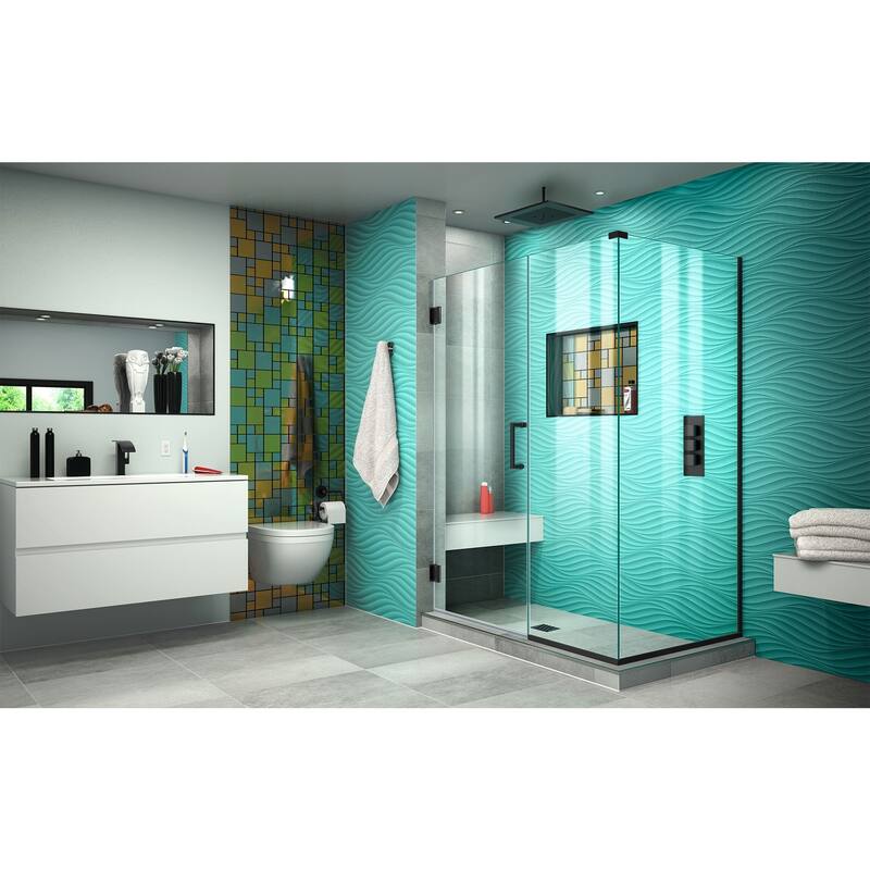 DreamLine Unidoor Plus 48 in. W x 30 3/8 in. D x 72 in. H Frameless Hinged Shower Enclosure - 30.38" x 48" - 30.38" x 48"