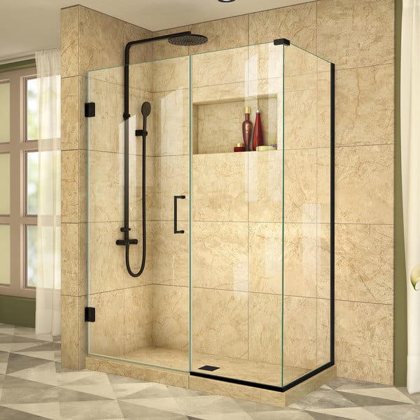 French Corner 40-1/2 Inch D x 40-1/2 Inch W x 72 Inch H Framed Sliding  Shower Enclosure in Satin Black